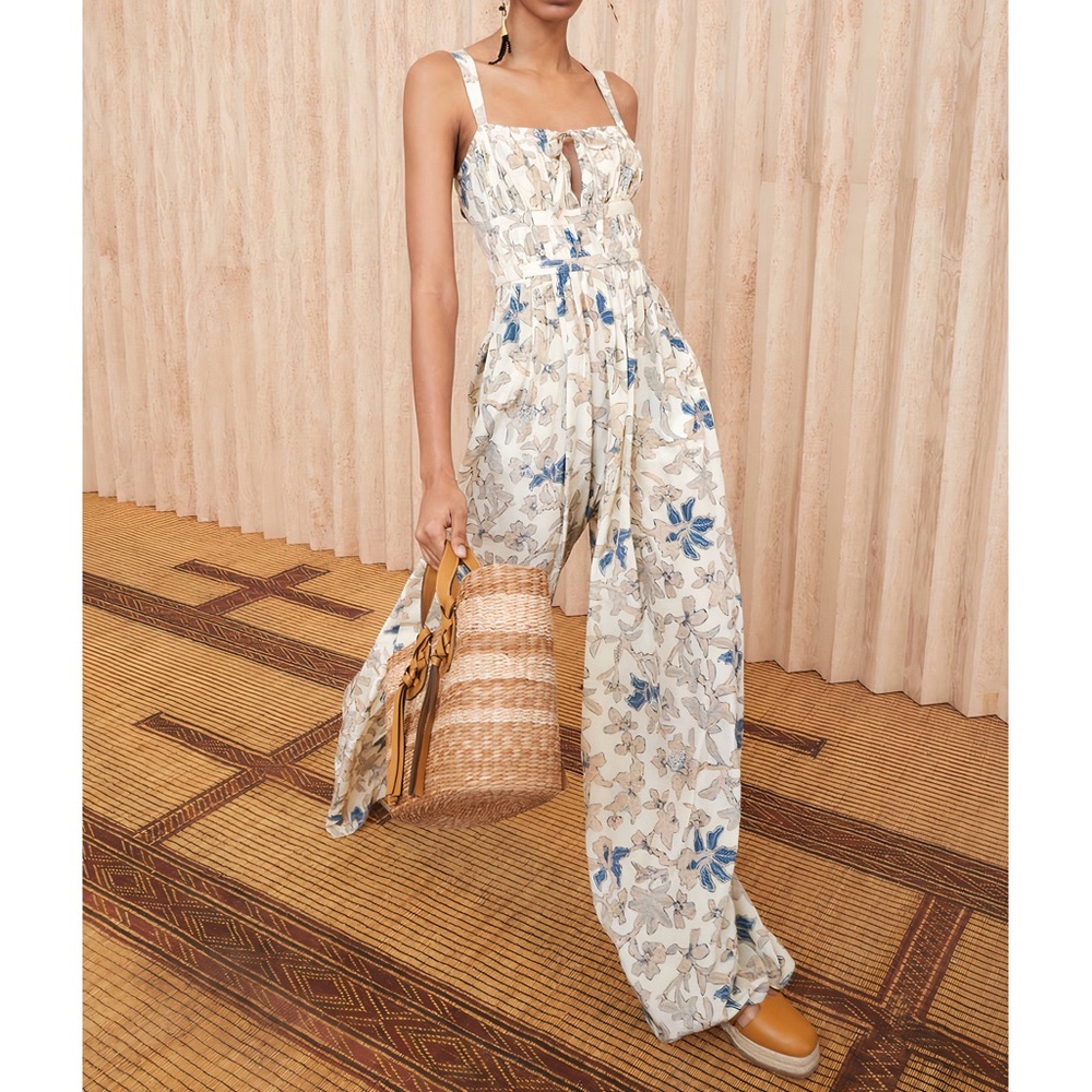 Ulla Johnson Floral Silk Wide-Leg Josephina Jumpsuit